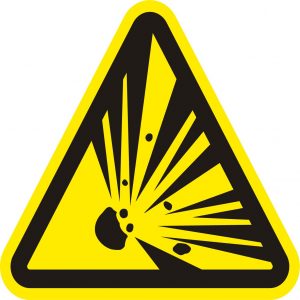 Опасност ! Взривоопасен район - предупредителен знак